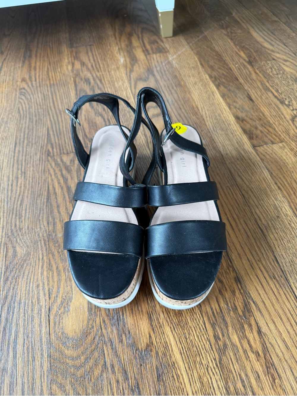 Madden Girl Black Double-Strap Platform Sandals